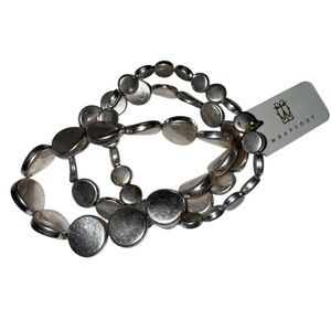 NWT Wrapsody Silver Beaded Stretch Bracelets (Set of 3)